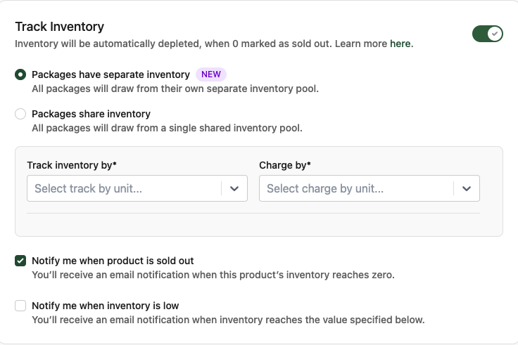 Product Inventory Settings